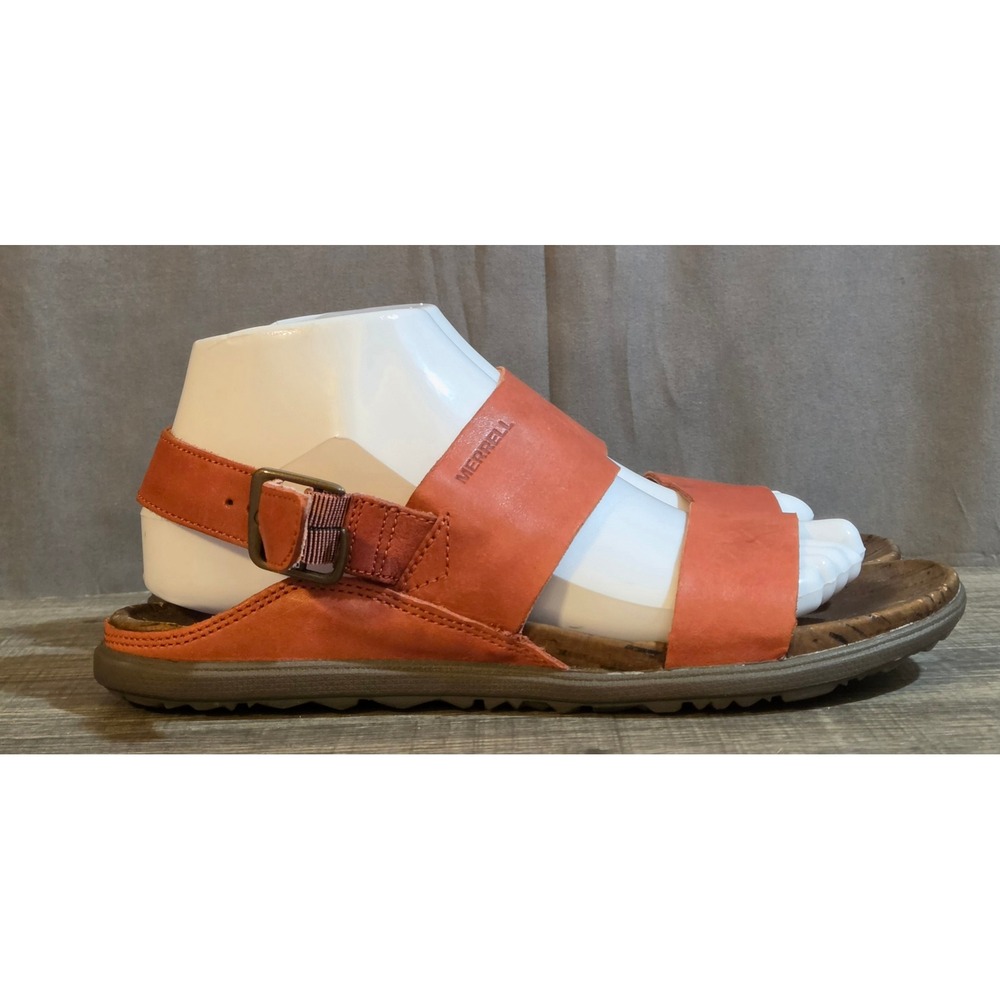 Merrell Around Town Leather Backstrap Sandals Womens Size 8 Burnt Orange
